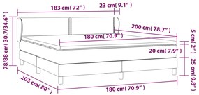 vidaXL Κρεβάτι Boxspring με Στρώμα Σκούρο Γκρι 180x200 εκ Υφασμάτιν