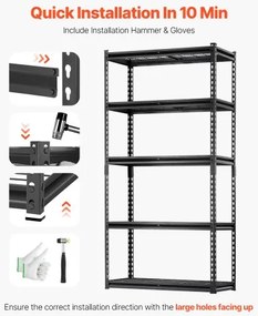 VEVOR Storage Shelves 5 Tier Adjustable Heavy Duty Garage Shelving Unit 2000 lbs