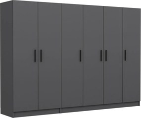 Εξαφυλλη Ντουλαπα Ανθρακι KALEO 52x270x190