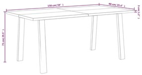 Τραπεζαρία 150 x 90 x 75 εκ. από Μασίφ Ξύλο Ακακίας - Καφέ