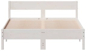 vidaXL Σκελετός Κρεβ. Χωρίς Στρώμα Λευκό 150x200 εκ Μασίφ Πεύκο