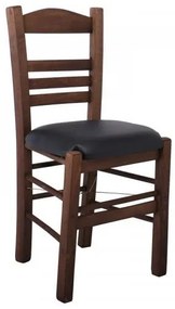 ΣΙΦΝΟΣ Καρέκλα Οξιά Βαφή Εμποτισμού Καρυδί, Κάθισμα Pu Μαύρο Ρ969,Ε2Τ