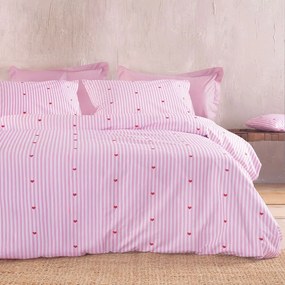 Σεντόνια Young Heart Με Λάστιχο (Σετ 3τμχ) Pink Ρυθμός Ημίδιπλο 105x230cm 100% Βαμβάκι