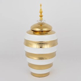 ΒΑΖΟ ΜΕ ΚΑΠΑΚΙ ΚΕΡΑΜΙΚΟ ΛΕΥΚΟ - ΧΡΥΣΟ 19x39.5cm|752-20093