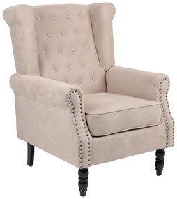 Πολυθρόνα Piore μπεζ ύφασμα και πόδι rubberwood σε μαύρη απόχρωση 77x80x106εκ 77x80x106 εκ.