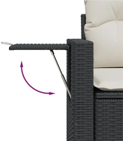 vidaXL Σαλόνι Κήπου 8 Τεμαχίων Μαύρο από Συνθετικό Ρατάν με Μαξιλάρια