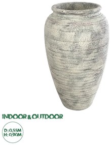 20721 GloboStar® Artificial Garden IRISH 20721 Επιδαπέδιο Πολυεστερικό Τσιμεντένιο Κασπώ Γλάστρα - Flower Pot Λευκό με Μπεζ Φ55 x Υ90cm