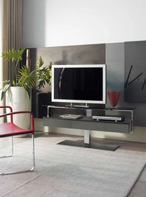 Έπιπλο TV Bit Varnished Shining lacquered 140x45x60 - Varnished steel black