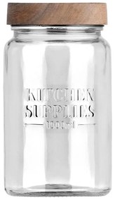 Δοχείο Αποθήκευσης Γυάλινο Allure 01-31497 1000ml 10x10x18cm Natural-Clear Estia Ξύλο,Γυαλί