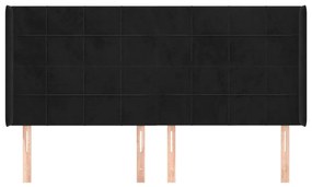 Κεφαλάρι με Πτερύγια Μαύρο 183x16x118/128 εκ. Βελούδινο - Μαύρο