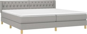 vidaXL Κρεβάτι Boxspring με Στρώμα Ανοιχτό Γκρι 200x200 εκ. Υφασμάτινο