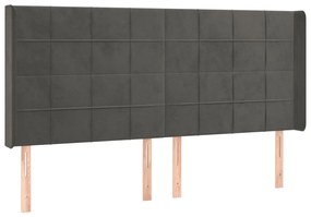 Κεφαλάρι Κρεβατιού LED Σκούρο Γκρι 183x16x118/128εκ. Βελούδινο 3124109