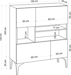 Μπουφές Δρυς Ζαφείρι KRISTA 100x125x35