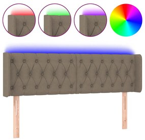 vidaXL Κεφαλάρι Κρεβατιού LED Taupe 163x16x78/88 εκ. Υφασμάτινο