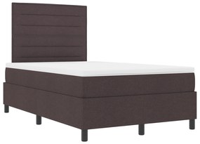 vidaXL Κρεβάτι με Βάση και Στρώμα & LED Σκούρο Καφέ 120x200 εκ. Ύφασμα