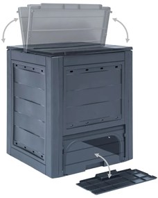 vidaXL Κομποστοποιητής Κήπου Γκρι 60 x 60 x 73 εκ. 260 Λίτρα