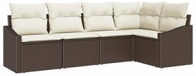 vidaXL Σετ Καναπέ Κήπου 5 pcs Καφέ Πολυ ράταν