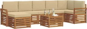 vidaXL Σειρά Καναπέ Εξωτερικού με μαξιλάρι 8 pcs Φυσικό και Μπεζ