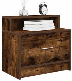 vidaXL Κομοδίνο με συρτάρι Καπνιστή Δρυς 51x31x47 εκ.