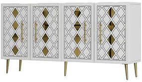 Μπουφές Dome 475OLV1786 150x35x75cm White-Gold Μοριοσανίδα, Μελαμίνη