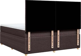 vidaXL Κρεβάτι Boxspring με Στρώμα Σκούρο Καφέ 200x200 εκ. Υφασμάτινο