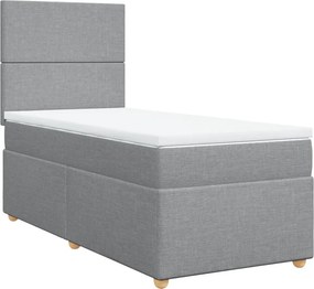 vidaXL Κρεβάτι Boxspring με Στρώμα Ανοιχτό Γκρι 100x200 εκ. Υφασμάτινο