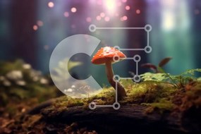 Intra Συλλεκτικό Ξύλινο Παζλ Plywood  4mm - Όμορφη εικόνα ενός κόκκινου μανιταριού σε ένα δάσος Σε Ξύλινο Κουτί - Διαστάσεις: 10x10 cm – 25 κομμάτια