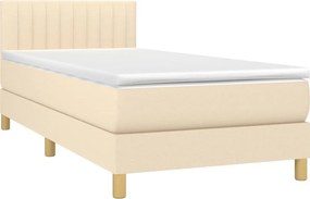 vidaXL Κρεβάτι Boxspring με Στρώμα &amp; LED Κρεμ 80x200 εκ. Υφασμάτινο