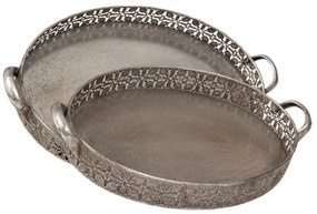 Δίσκοι Με Χερούλια (Σετ 2Τμχ) 89334 32x24x7.5/40x29x7.5cm Silver Μέταλλο