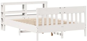 vidaXL Σκελετός Κρεβ. Χωρίς Στρώμα Λευκό 135x190 εκ Μασίφ Πεύκο