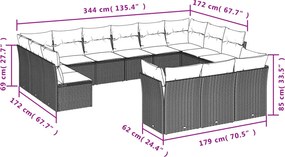 vidaXL Σετ Καναπέ Κήπου 13τεμ Μπεζ Συνθ. Ρατάν με Μαξιλάρια