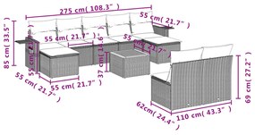 vidaXL Σετ Καναπέ Κήπου 10 τεμ. Μπεζ Συνθετικό Ρατάν με Μαξιλάρια