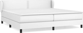 vidaXL Κρεβάτι Boxspring με Στρώμα Λευκό 200x200 εκ. Συνθετικό Δέρμα
