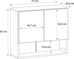 Καθρέπτης μπάνιου Trama Μegapap χρώμα λευκό 75x16,8x65εκ.