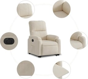 vidaXL Πολυθρόνα Ηλεκ. Ανακλινόμενη Ανύψωση Μπεζ Ύφασμα Μικροϊνών