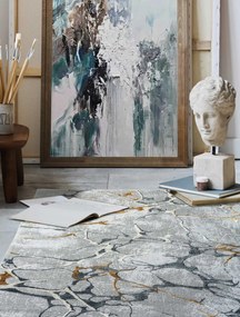 Χαλί MARBLE GREY GOLD Στρόγγυλο χαλί 165 εκ.