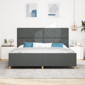 vidaXL Κρεβάτι Σκελετός Σκούρο Γκρι 200x200 εκ. Υφασμάτινο
