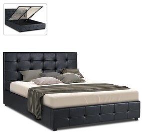 0224243 Κρεβάτι Iro Megapap από τεχνόδερμα με αποθηκευτικό χώρο χρώμα μαύρο 160x200εκ. Τεχνόδερμα, 1 Τεμάχιο