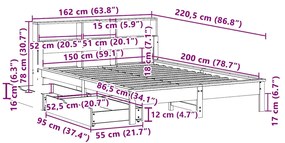 ΚΡΕΒΑΤΙ ΒΙΒΛΙΟΘΗΚΗ ΧΩΡΙΣ ΣΤΡΩΜΑ 150X200 ΕΚ ΜΑΣΙΦ ΞΥΛΟ ΠΕΥΚΟΥ 3309808