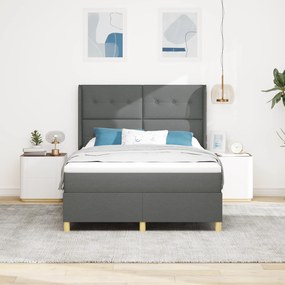 vidaXL κρεβάτι Box Spring με στρώμα Γκρι 160x200 εκ. Υφάσματος