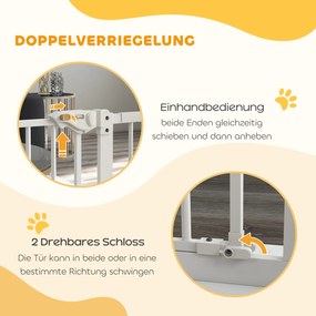 Dog Door Gate Barrier Pet Gate Metal Plastic 74-80/87-94cm Λευκό