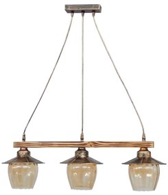 Φωτιστικό Οροφής - Ράγα R-98 Cable 30-0069 3/Ε27 Φ18,5x70x80cm Natural Wood Honey Heronia