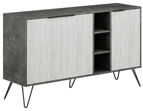 Μπουφές Clara Megapap χρώμα γκρι ρετρό - λευκό αντικέ 142x35,6x83εκ.