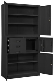vidaXL Ντουλάπα Γραφείου Ανθρακί 90 x 40 x 180 εκ. Ατσάλινη