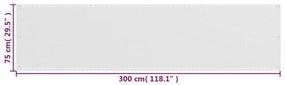 vidaXL Διαχωριστικό Βεράντας Λευκό 75 x 300 εκ. από HDPE
