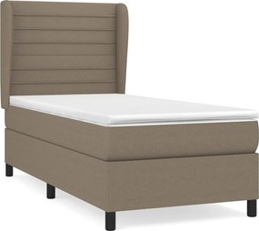 vidaXL Κρεβάτι Boxspring με Στρώμα Taupe 90x200 εκ. Υφασμάτινο