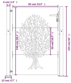 Πύλη Κήπου με Σχέδιο Δέντρου 105 x 155 εκ. από Ατσάλι Corten - Καφέ