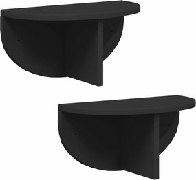 vidaXL Ράφι Τοίχου 2 pcs Μαύρο 38 x 19 x 19 εκ Επεξεργασμένο ξύλο