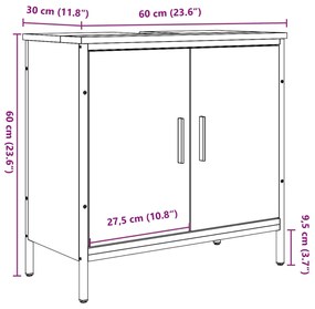 Ντουλάπι νιπτήρα Παλιό ξύλο 60x30x60 cm Κατασκευασμένο ξύλο - Καφέ