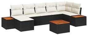 vidaXL Σετ Καναπέ Κήπου με μαξιλάρι 8 pcs Μαύρο Πολυ ράταν